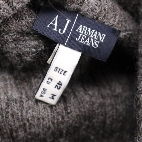 Giorgio Armani Jeans Grey Alpaca Blend Layered Cowl Neckline Sweater Dress M 42 - Picture 7 of 8